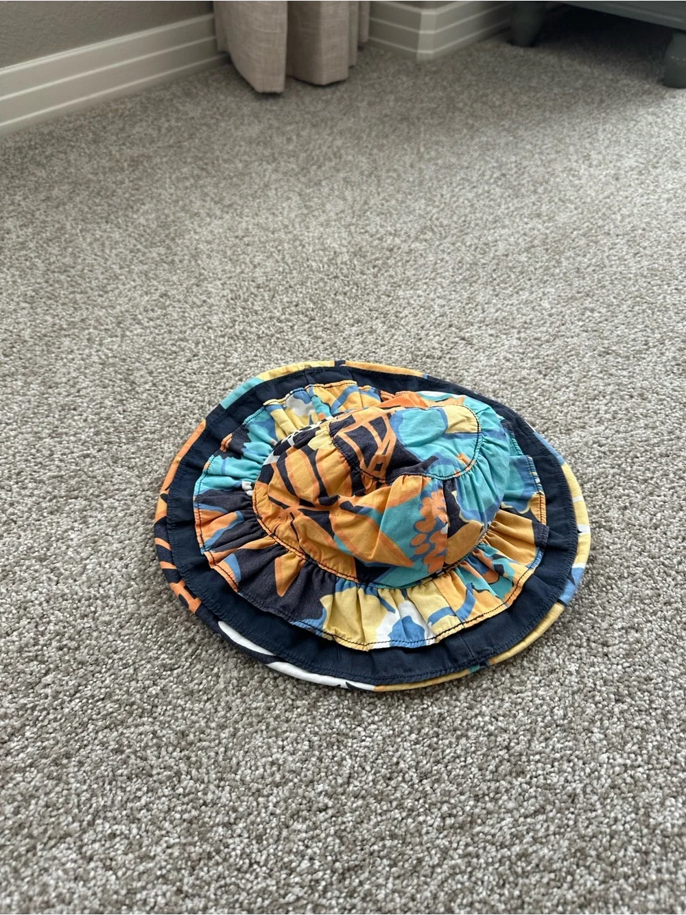 Gymboree Multicolor Floral Patchwork Ruffle Brim Bucket Hat